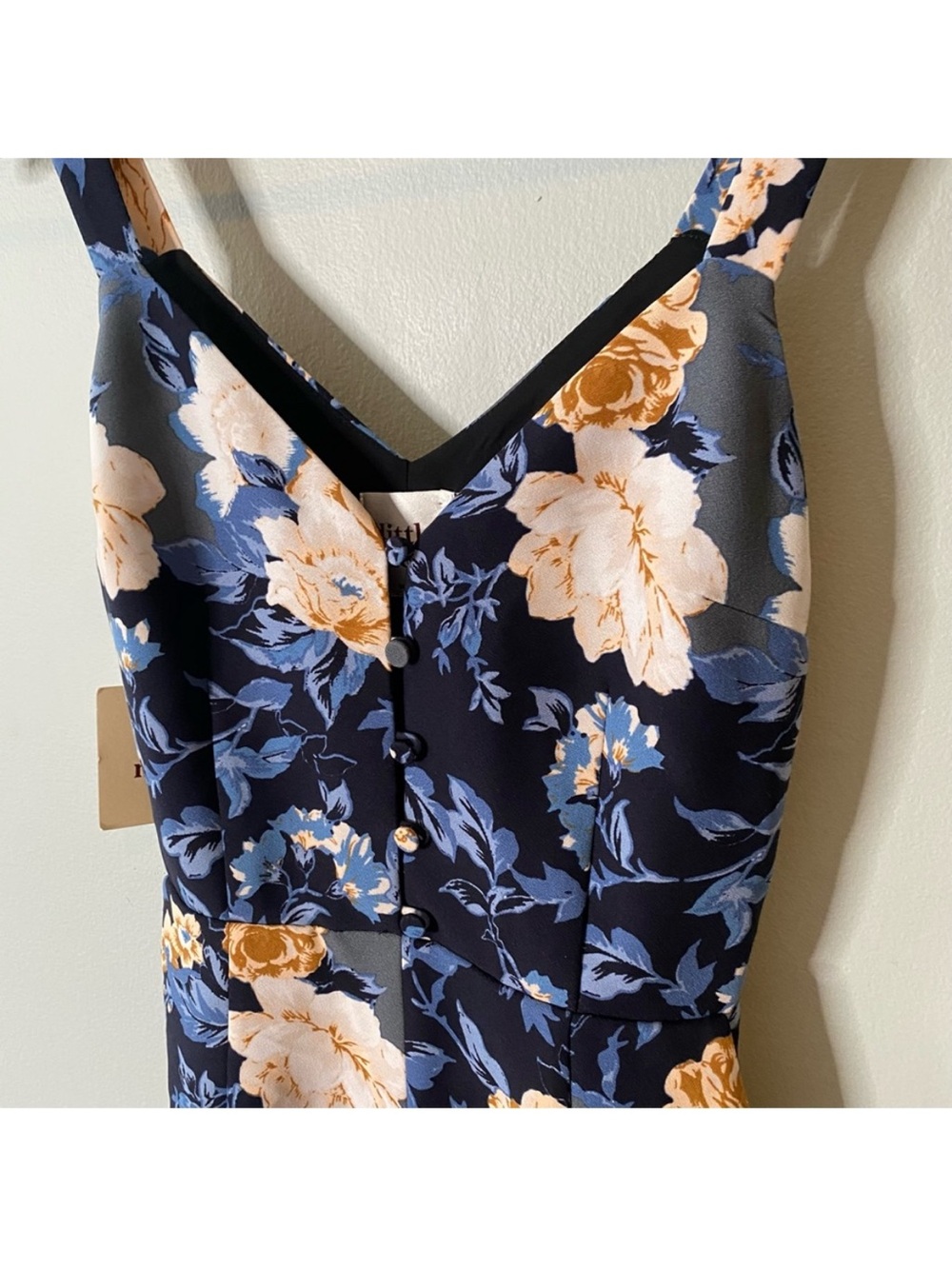 NWT Little Moon Petunia Jumpsuit Floral Front Button Blue Peach Dressy NO BELT - Picture 4 of 7